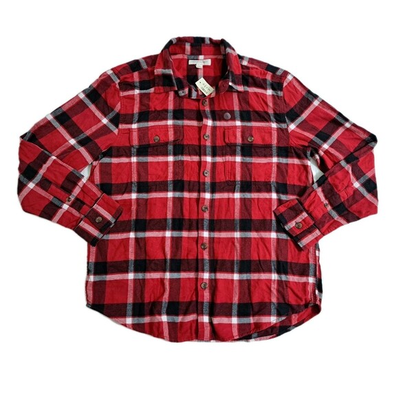 Aeropostale Men's Large Flannel Shirt Lumberjack Red Black Buffalo Check Plaid - Picture 1 of 8